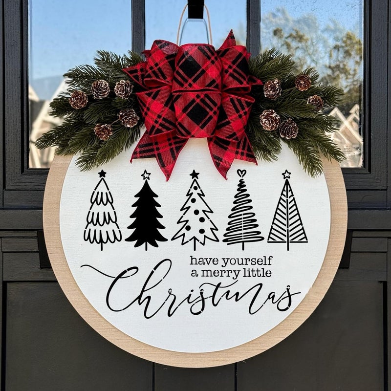 SUNVERSE Christmas Stencils for Painting on Wood 12" Christmas Stencils for Crafts Reusable Xmas Holiday Stencil for Door Mats Round Hanger Fabrics Decor - Image 5